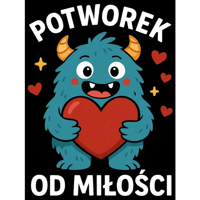 T-shirt z nadrukiem na Walentynki Potworek od Miłości